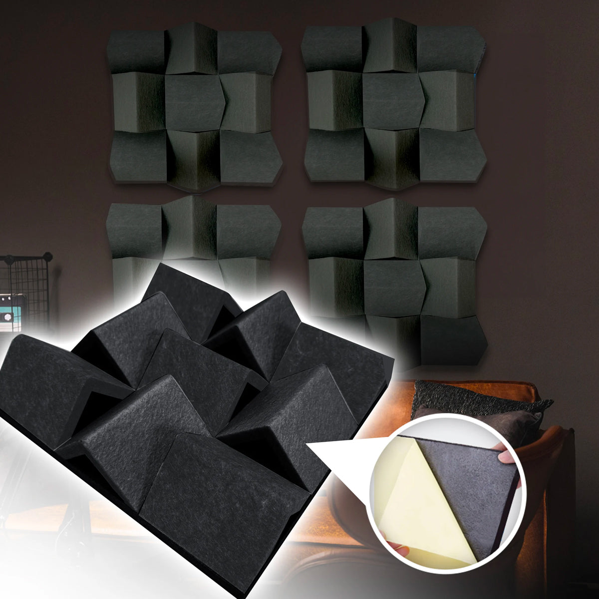 Pack Premium Felt Sound Diffuse Acoustic 3D