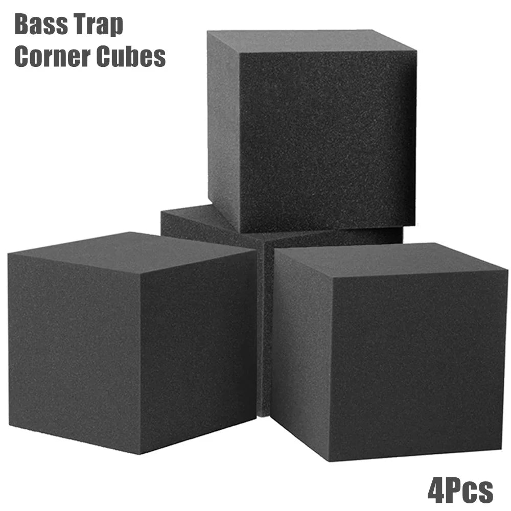 16Pcs/Pack Acoustic Bass Traps Foam Kit 4Pcs 15x15x15cm Sound Absorbing Foam Cubes+12Pcs 12x12x24cm Corner Foam High Density