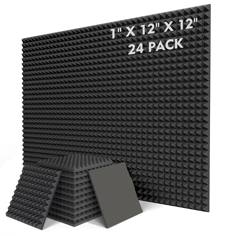 24Pack 300x300x25mm Studio Acoustic Foam Soundproofing Sponge Pyramid Noise Insulation High Density Sound Proof Wall Panels