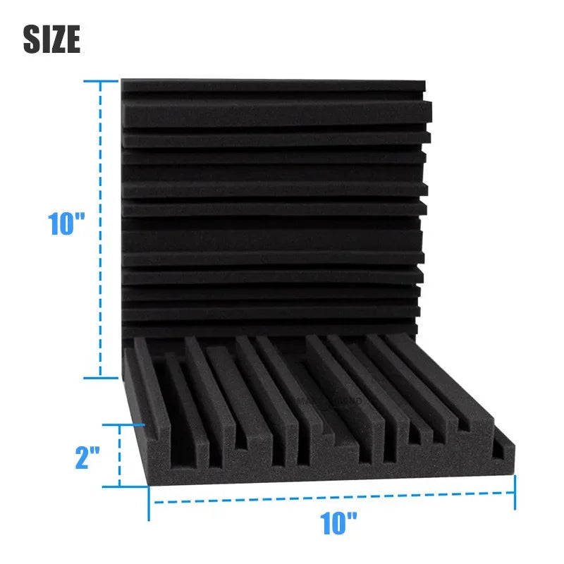 24Pcs 25x25x5cm Studio Acoustic Foam Sound Absorbing Noise Insulation Foam Sound Proofing Treatment Panels 12Black 12Grey